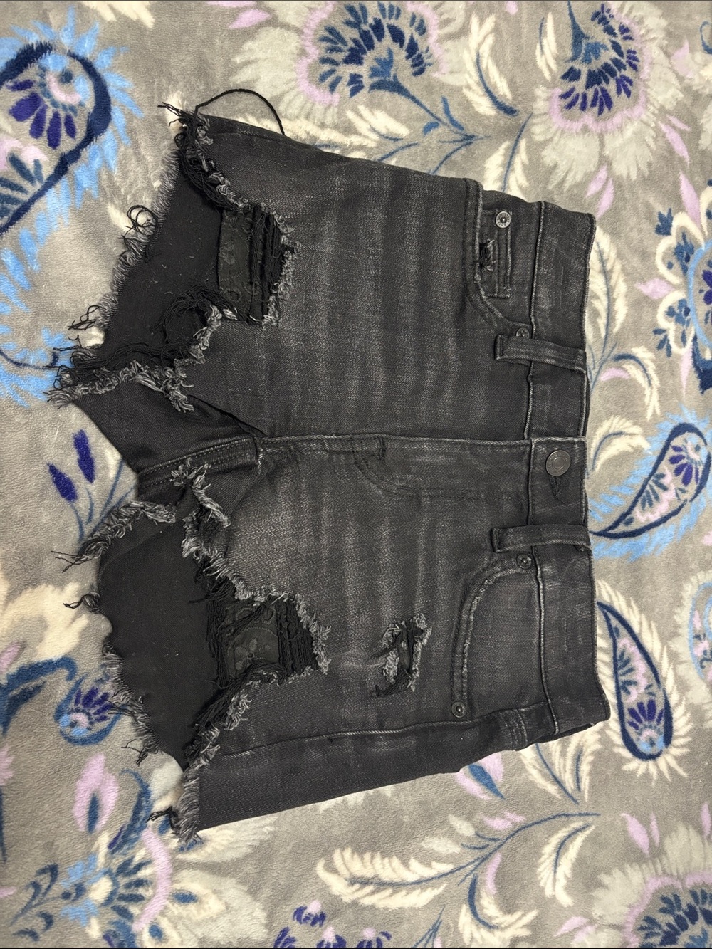 American Eagle Outfitters Black Distressed Denim Shorts